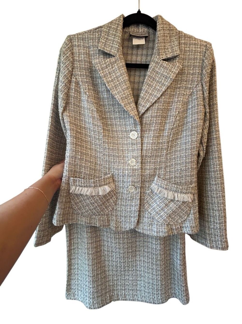Vintage 90's Breakin' Loose Tweed Suit Set Sz 5/6 Y2K Academia Clueless School g - Picture 2 of 13